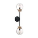 Nuvo Lighting Axis 2 Light Sconce, Clear, Matte Black/Brass Accents - 60-7122