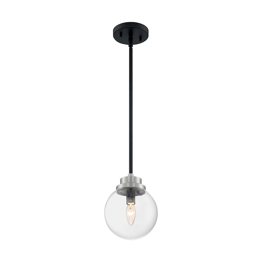 Nuvo Lighting Axis 1 Light Pendant, Clear, Black/Brushed Nickel - 60-7131