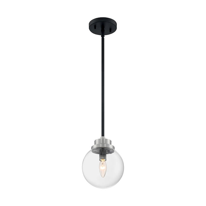 Nuvo Lighting Axis 1 Light Pendant, Clear, Black/Brushed Nickel - 60-7131