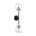 Nuvo Lighting Axis 2 Light Sconce, Clear, Black/Brushed Nickel Accents - 60-7132