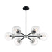 Nuvo Lighting Axis 6 Light Chandelier, Clear, Black/Brushed Nickel - 60-7136