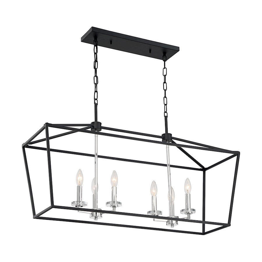 Nuvo Lighting Storyteller 6 Light Island Pendant, Black/Nickel - 60-7146