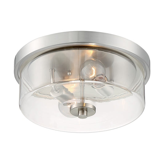 Nuvo Lighting Sommerset 2 Light Flush Mount, Clear, Brushed Nickel - 60-7168