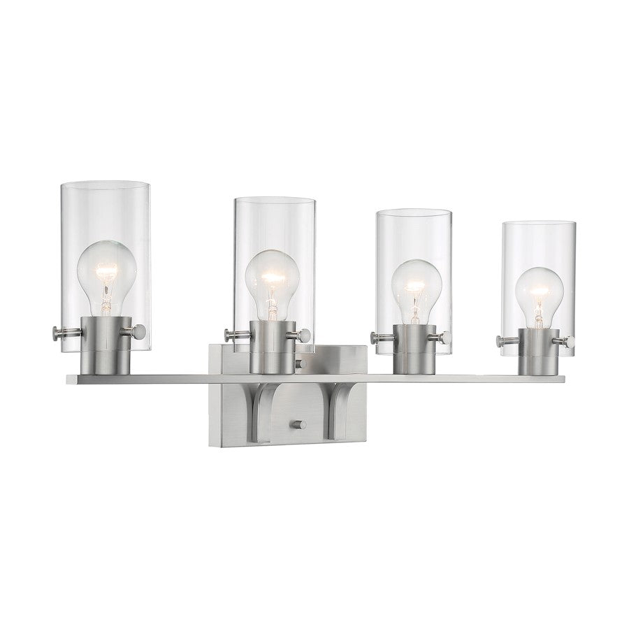 Nuvo Lighting Sommerset 4 Light Vanity, Clear Glass, Brushed Nickel - 60-7174