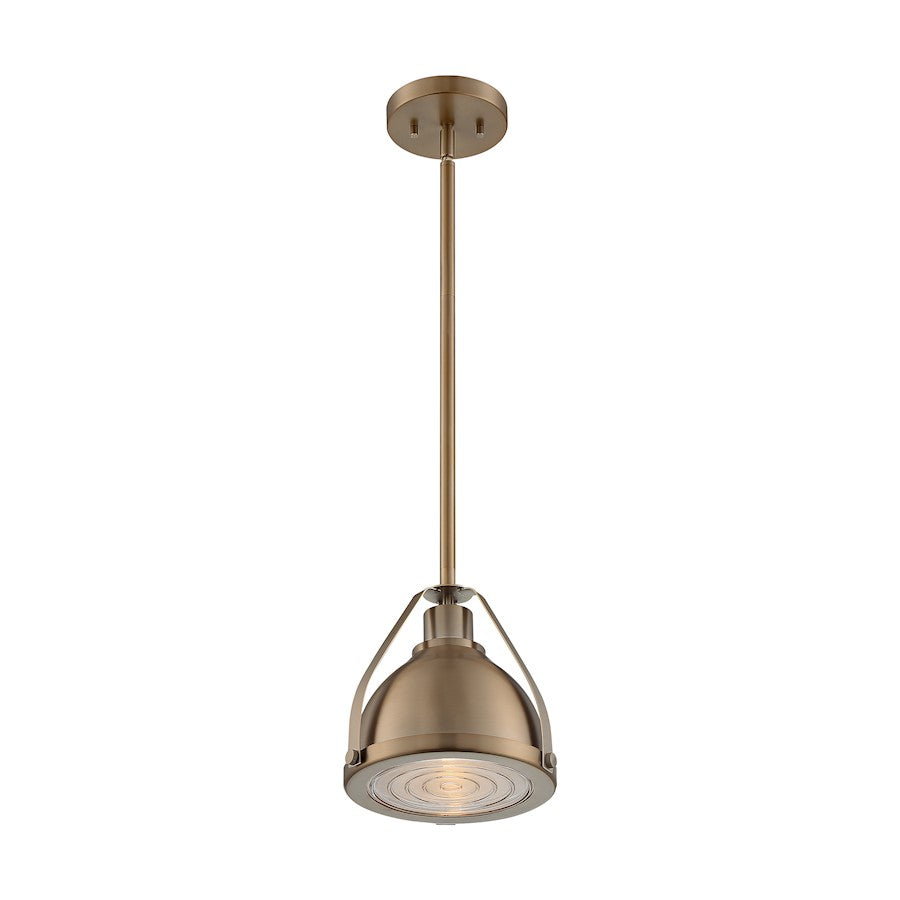 Nuvo Lighting Barbett 1 Light 9" Pendant, Fresnel/Burnished Brass - 60-7201