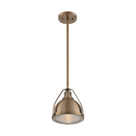 Nuvo Lighting Barbett 1 Light 9" Pendant, Fresnel/Burnished Brass - 60-7201