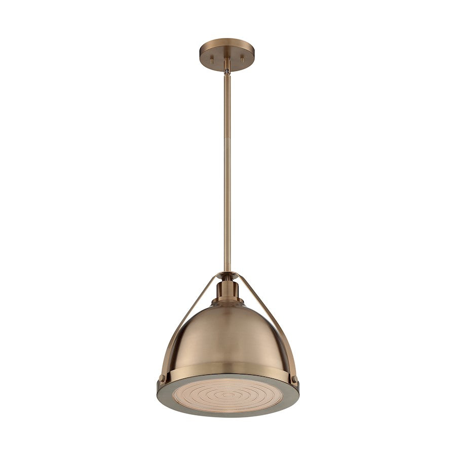 Nuvo Lighting Barbett 1 Light 13" Pendant, Fresnel/Burnished Brass - 60-7202