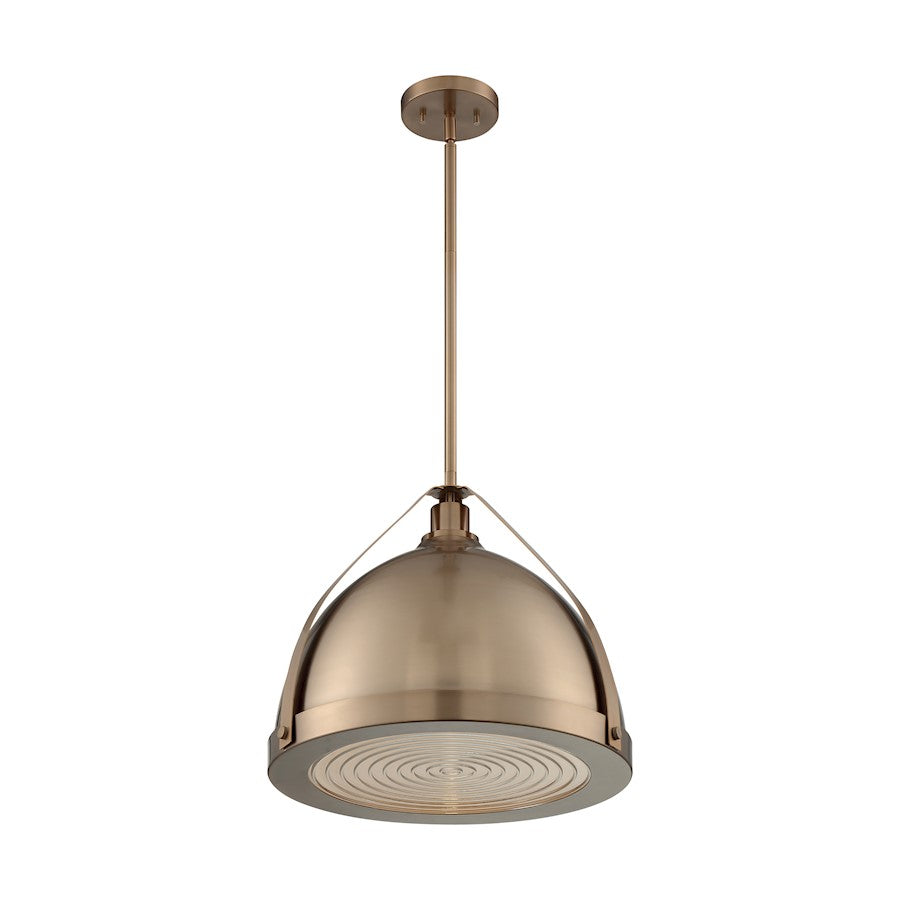 Nuvo Lighting Barbett 1 Light 18" Pendant, Fresnel/Burnished Brass - 60-7203