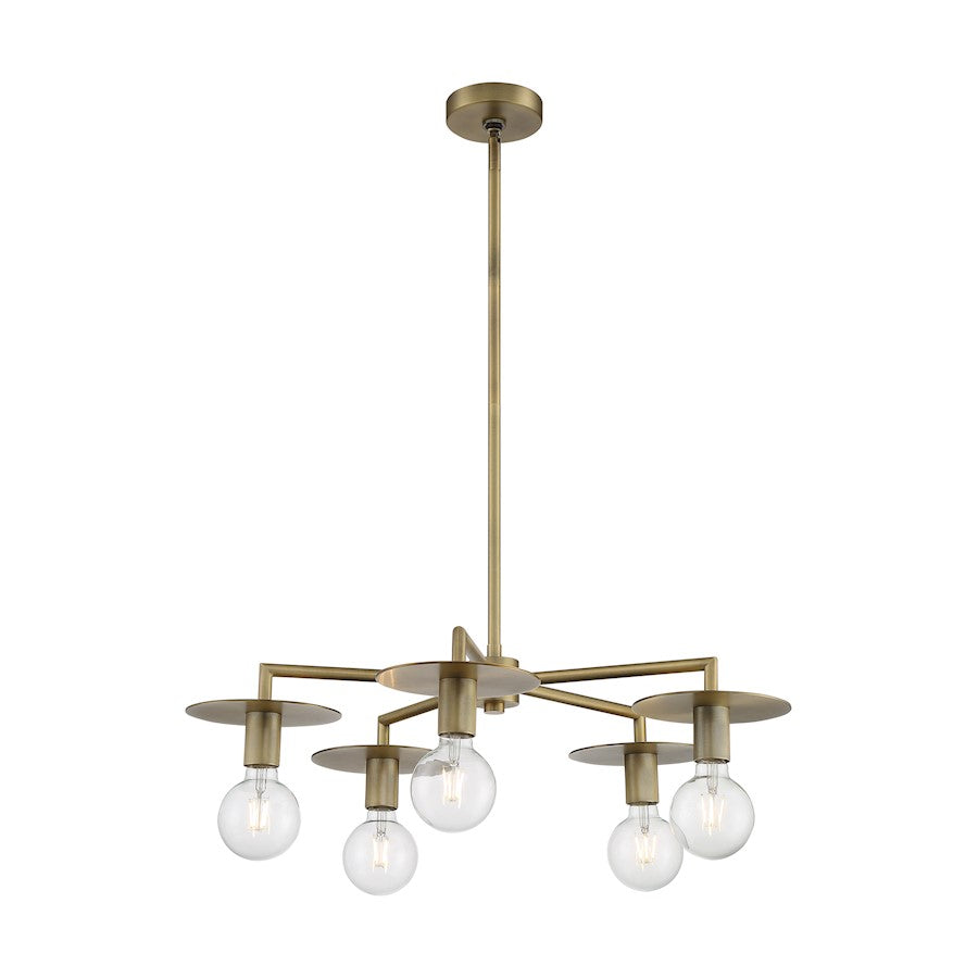 Nuvo Lighting Bizet 5 Light Chandelier, Vintage Brass - 60-7245