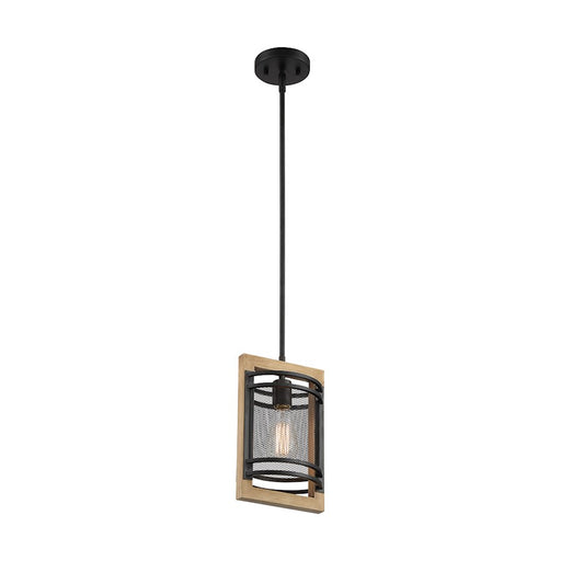 Nuvo Lighting Atelier 1 Light Mini Pendant, Black/Honey Wood - 60-7262