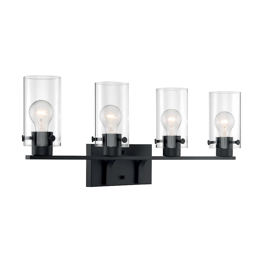 Nuvo Lighting Sommerset 4 Light Vanity, Clear Glass, Matte Black - 60-7274