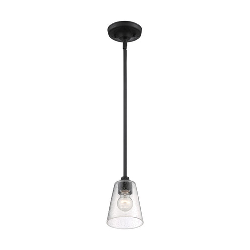 Nuvo Lighting Bransel 1 Light Mini Pendant, Seeded Glass, Matte Black - 60-7280