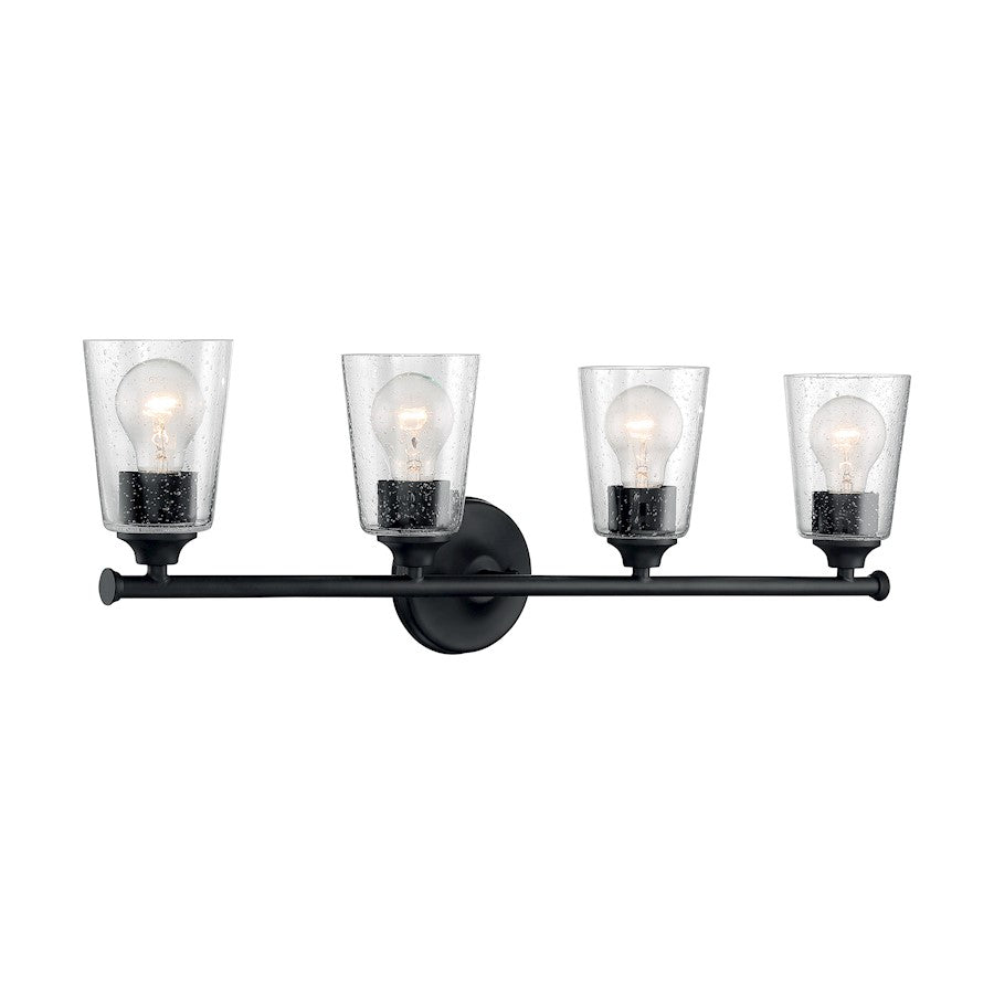 Nuvo Lighting Bransel 4 Light Vanity, Seeded Glass, Matte Black - 60-7284