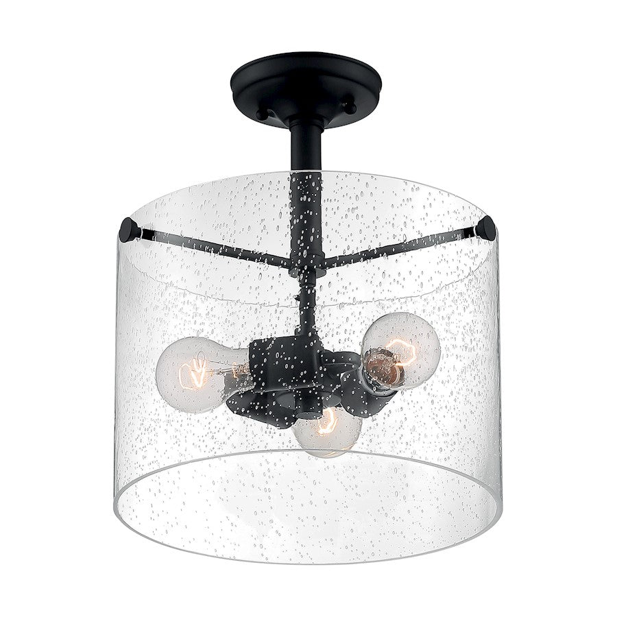 Nuvo Lighting Bransel 3 Light Semi-Flush, Seeded Glass, Matte Black - 60-7288