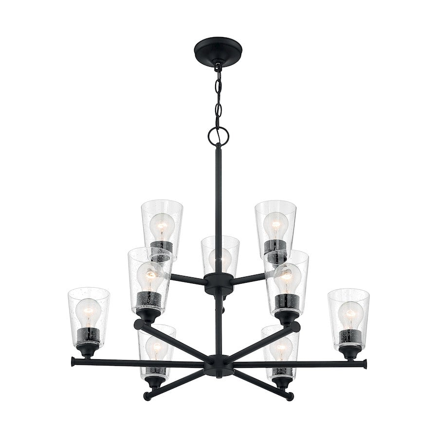 Nuvo Lighting Bransel 9 Light Chandelier, Seeded Glass, Matte Black - 60-7289