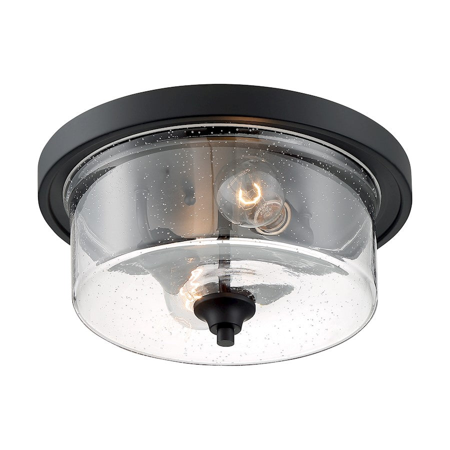 Nuvo Lighting Bransel 2 Light Flush Mount, Seeded Glass, Matte Black - 60-7290