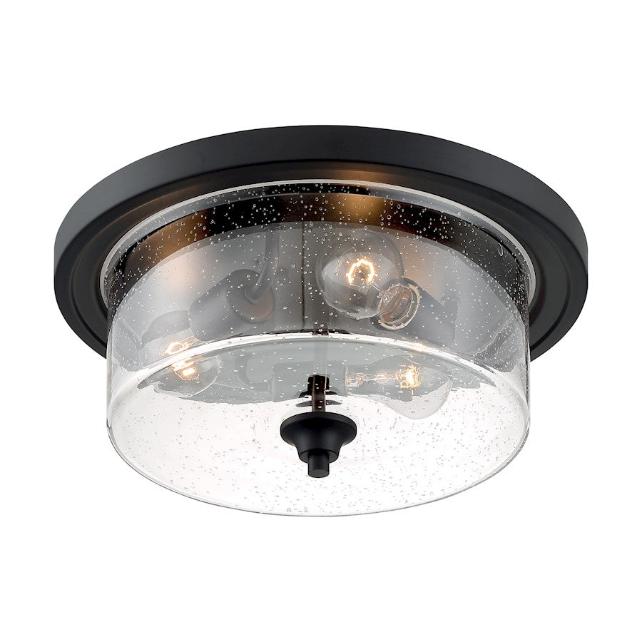 Nuvo Lighting Bransel 3 Light Flush Mount, Seeded Glass, Matte Black - 60-7291