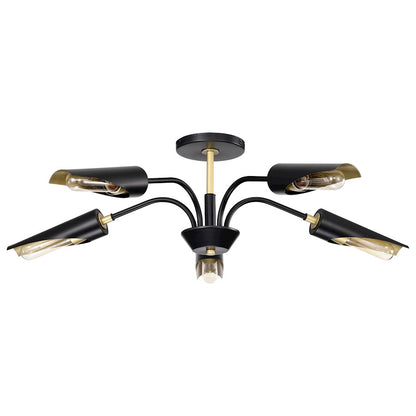 Nuvo Lighting Marc 5 Light Chandelier, Matte Black/Gold - 60-7295