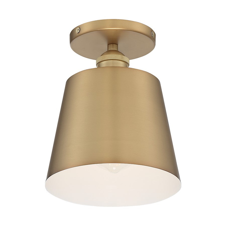 Nuvo Lighting Motif 1 Light Semi-Flush, Brushed Brass/White Accents - 60-7321