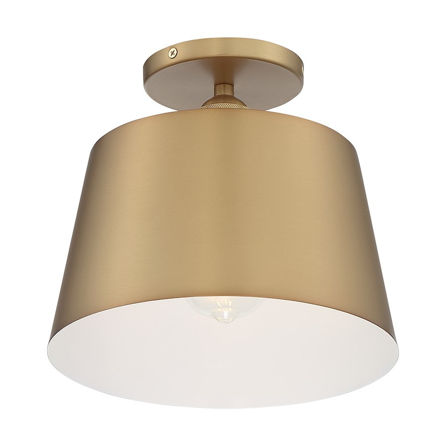 Nuvo Lighting Motif 1-LT Semi-Flush, White Accent Brushed Brass/White - 60-7322