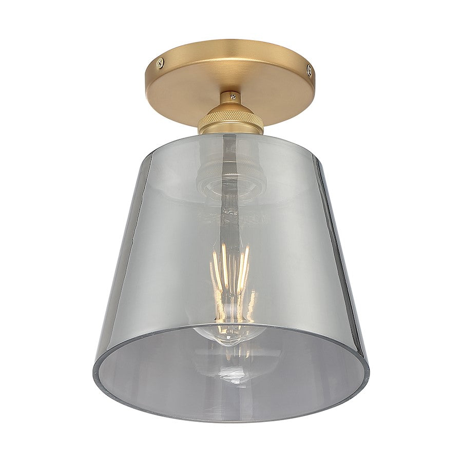 Nuvo Lighting Motif 1 Light 7.25" Semi-Flush, Brushed Brass/Smoked - 60-7323