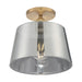 Nuvo Lighting Motif 1 Light 10" Semi-Flush, Brushed Brass/Smoked Glass - 60-7324