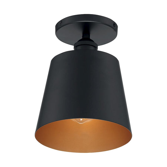 Nuvo Lighting Motif 1 Light 7.25" Semi-Flush, Black/Gold Accents - 60-7331