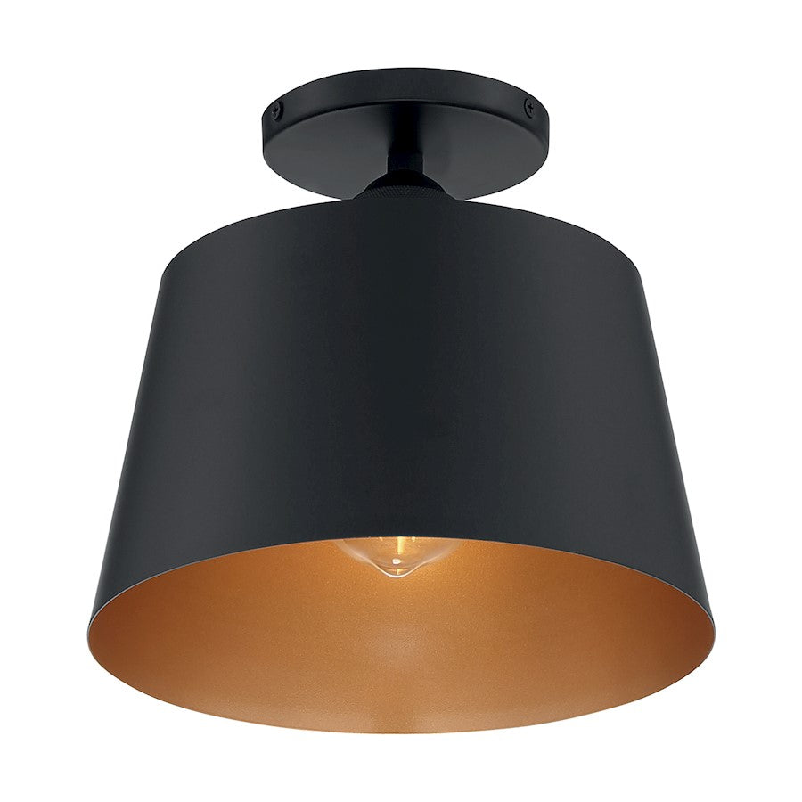 Nuvo Lighting Motif 1 Light 10" Semi-Flush, Black/Gold Accents - 60-7332