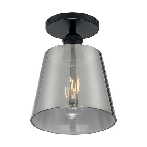 Nuvo Lighting Motif 1 Light 7.25" Semi-Flush, Black/Smoked Glass - 60-7333