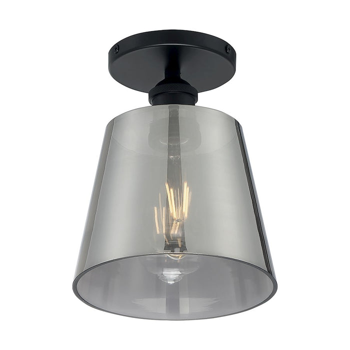 Nuvo Lighting Motif 1 Light 7.25" Semi-Flush, Black/Smoked Glass - 60-7333