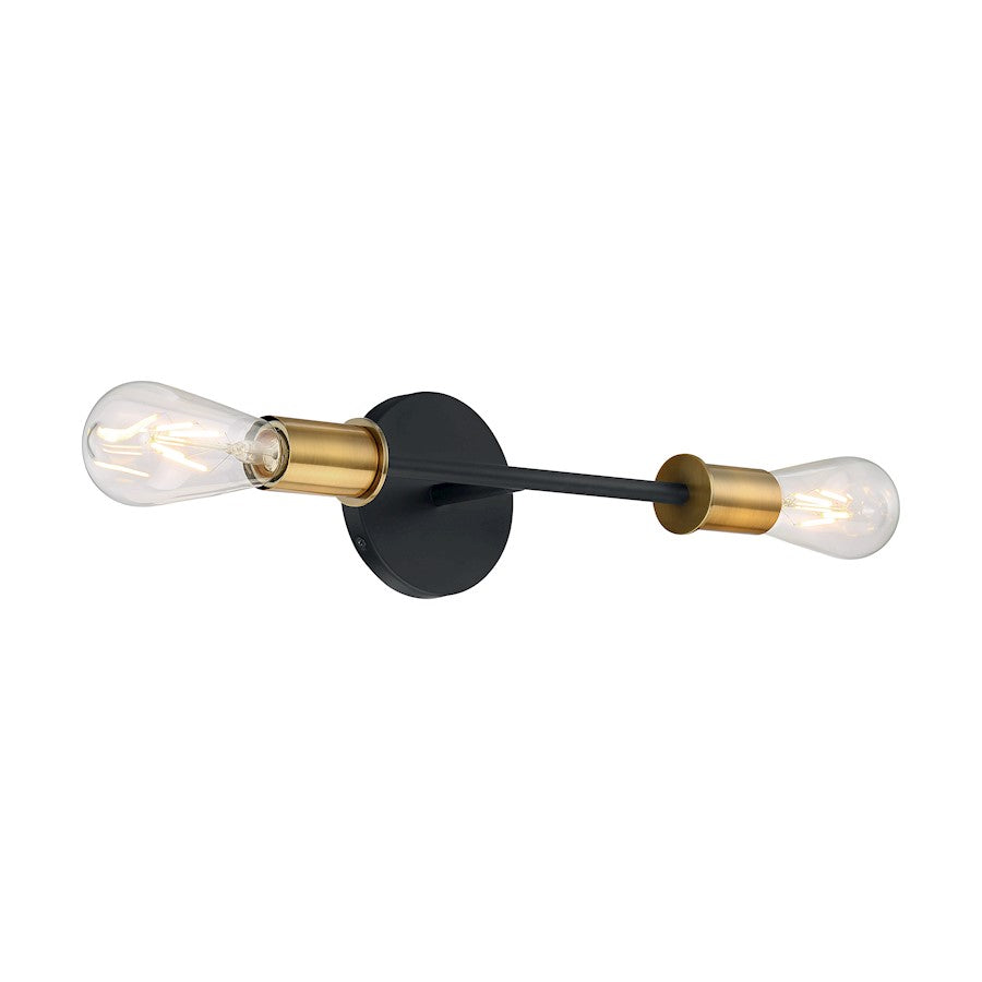 Nuvo Lighting Ryder 2 Light Vanity, Black/Brushed Brass - 60-7342