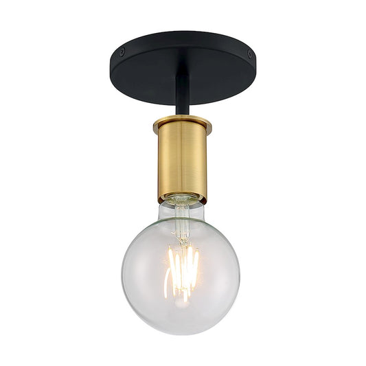 Nuvo Lighting Ryder 1 Light Semi-Flush, Black/Brushed Brass - 60-7343