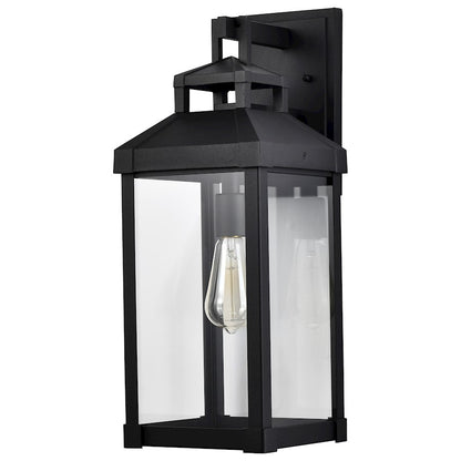 Nuvo Lighting Corning 1 Light Large Wall Lantern, Black/Clear - 60-7372