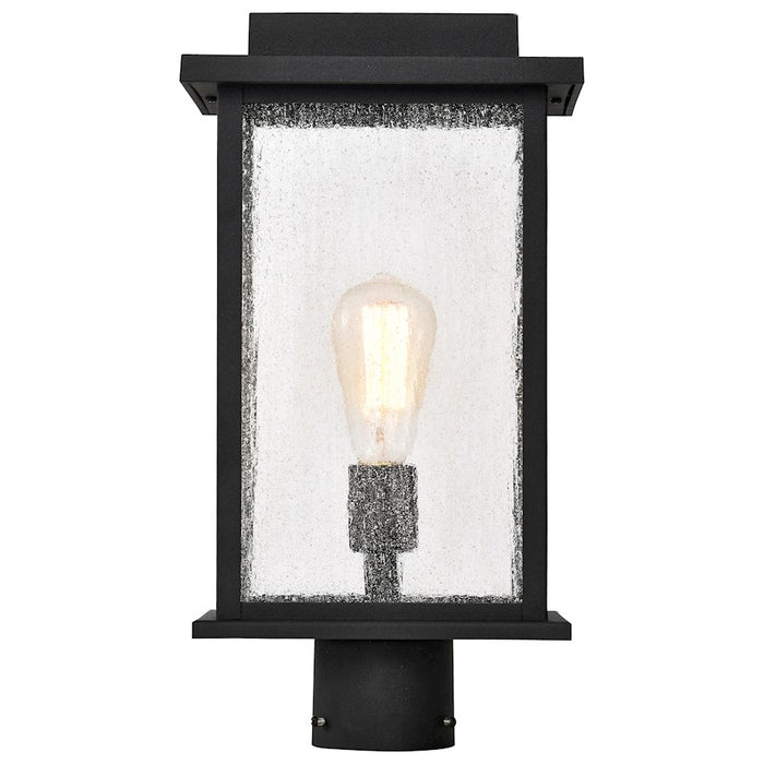 Nuvo Lighting Sullivan 1 Light Outdoor Post Lantern, Black/Seeded