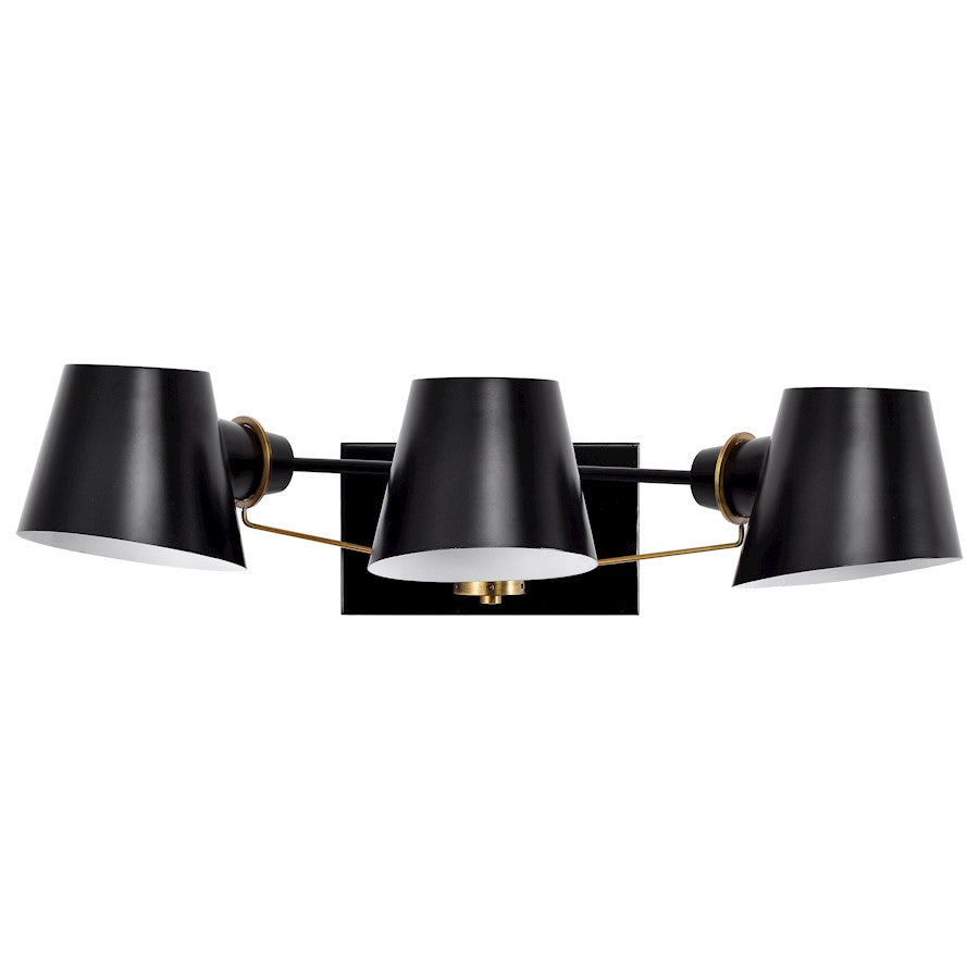 3 Light Bathroom Vanity Light, Black