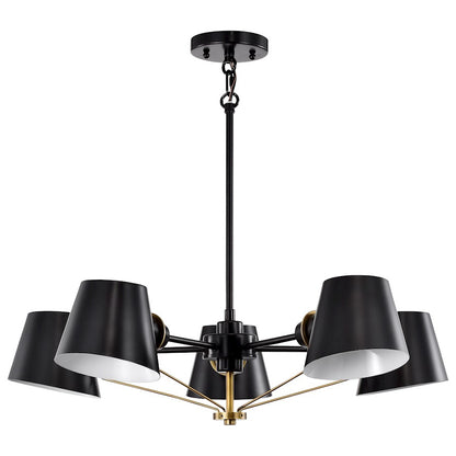 Nuvo Lighting Baxter 5 Light Chandelier, Black/Burnished Brass - 60-7385