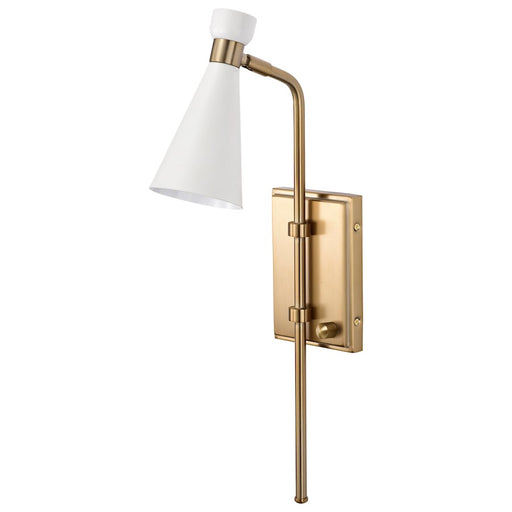 Nuvo Lighting Prospect 1 Light Wall Sconce, White/Burnished Brass - 60-7396