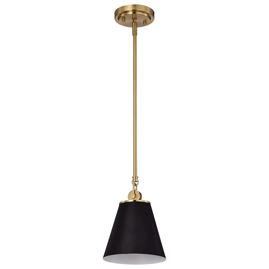 Nuvo Lighting Dover 1 Light Small Pendant, Black/Vintage Brass - 60-7408