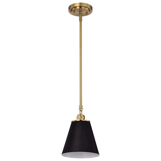 Nuvo Lighting Dover 1 Light Small Pendant, Black/Vintage Brass - 60-7408