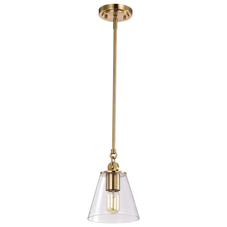 Nuvo Lighting Dover 1 Light Small Pendant, Vintage Brass/Clear - 60-7410