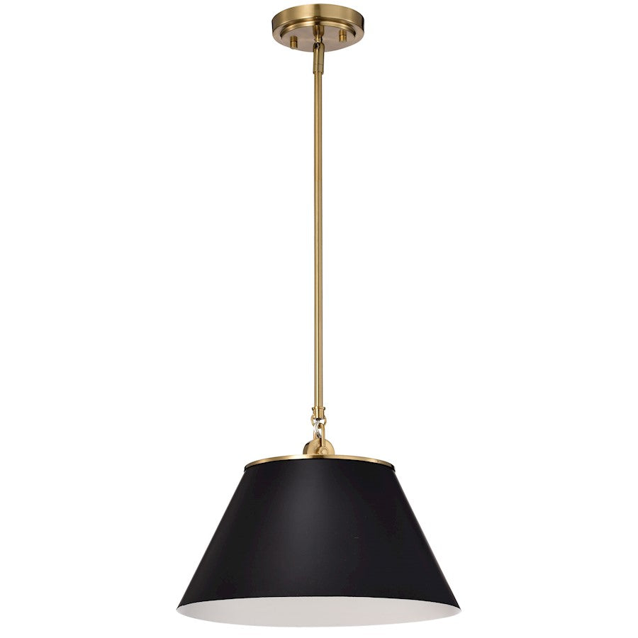 Nuvo Lighting Dover 1 Light Medium Pendant, Black/Vintage Brass - 60-7411