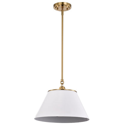 Nuvo Lighting Dover 1 Light Medium Pendant, White/Vintage Brass - 60-7412