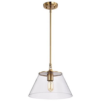 Nuvo Lighting Dover 1 Light Medium Pendant, Vintage Brass/Clear - 60-7413