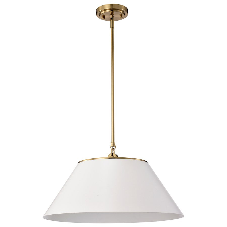 Nuvo Lighting Dover 3 Light Large Pendant, White/Vintage Brass - 60-7415