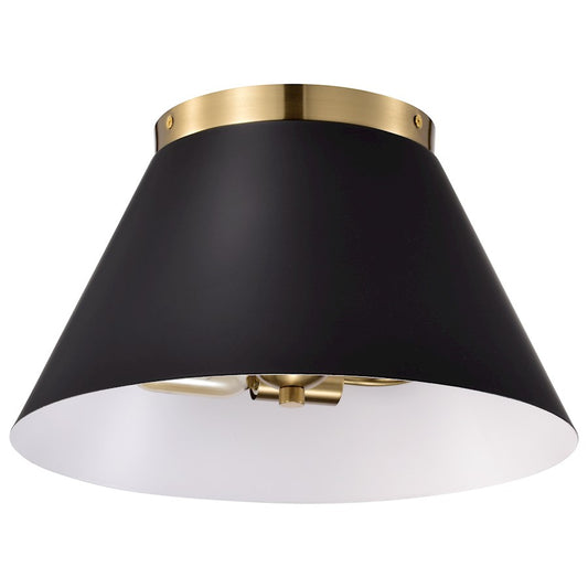 Nuvo Lighting Dover 2 Light Small Flush Mount, Black/Vintage Brass - 60-7417