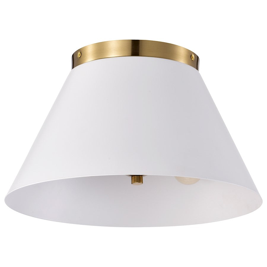 Nuvo Lighting Dover 2 Light Small Flush Mount, White/Vintage Brass - 60-7418