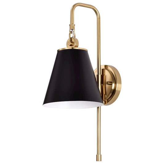 Nuvo Lighting Dover 1 Light Wall Sconce, Black/Vintage Brass - 60-7445