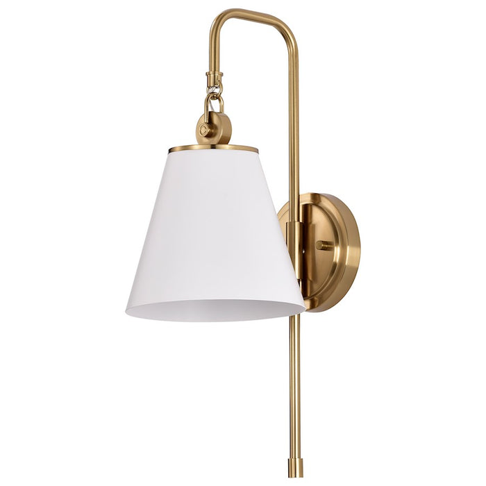 Nuvo Lighting Dover 1 Light Wall Sconce, White/Vintage Brass - 60-7446