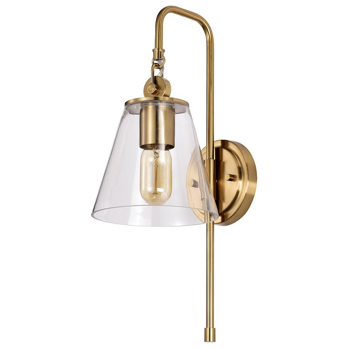 Nuvo Lighting Dover 1 Light Wall Sconce, Vintage Brass/Clear - 60-7449