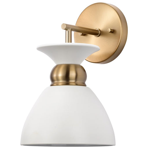 Nuvo Lighting Perkins 1 Light Wall Sconce, White/Burnished Brass - 60-7459